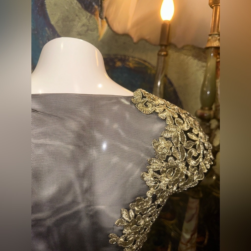 Besty & Adams Gold Embroidery Black Formal Gown Dress 0 - Picture 7 of 16